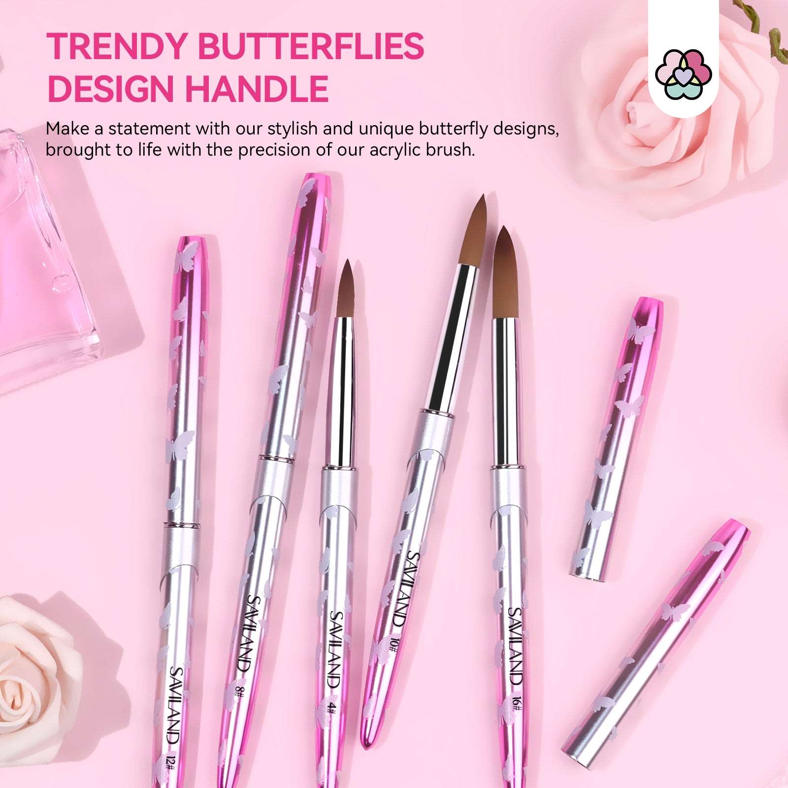 Acrylic Nail Brush Set - 5pcs Size 4/8/10/12/16
