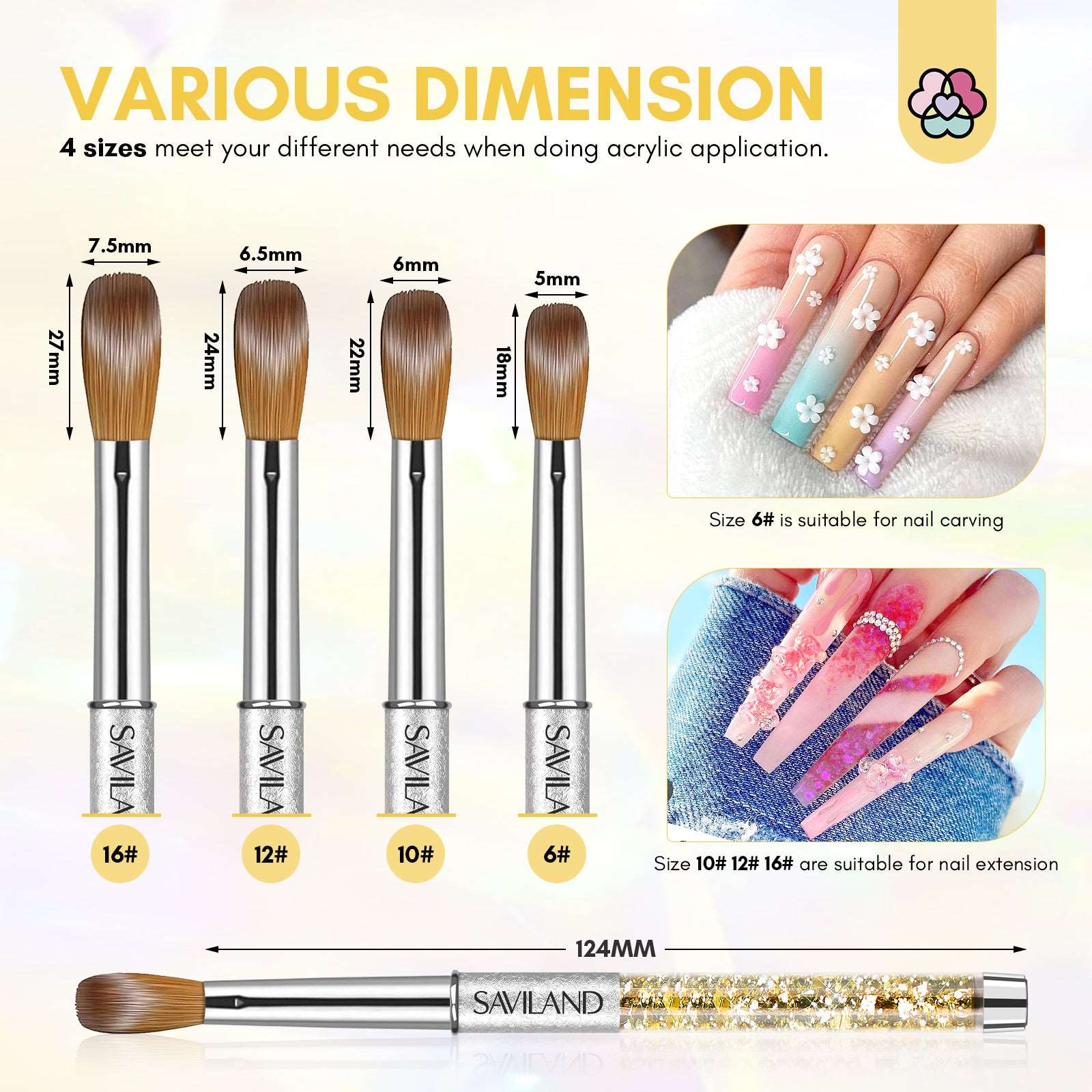 4PCS Acrylic Nail Brush - Acrylic Powder Nail Brush Kit
