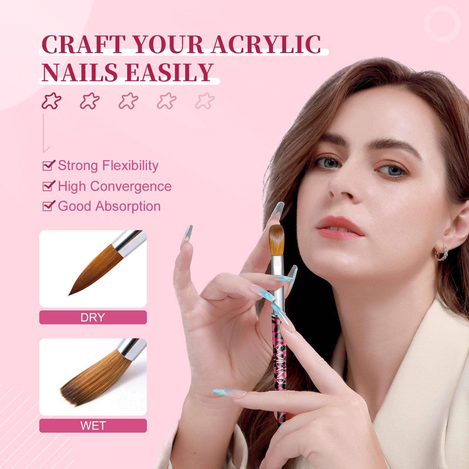4PCS Acrylic Nail Brush Size 8/10/12/14