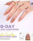 30 days long wear Medium Almond French Tip Press On Nails brown