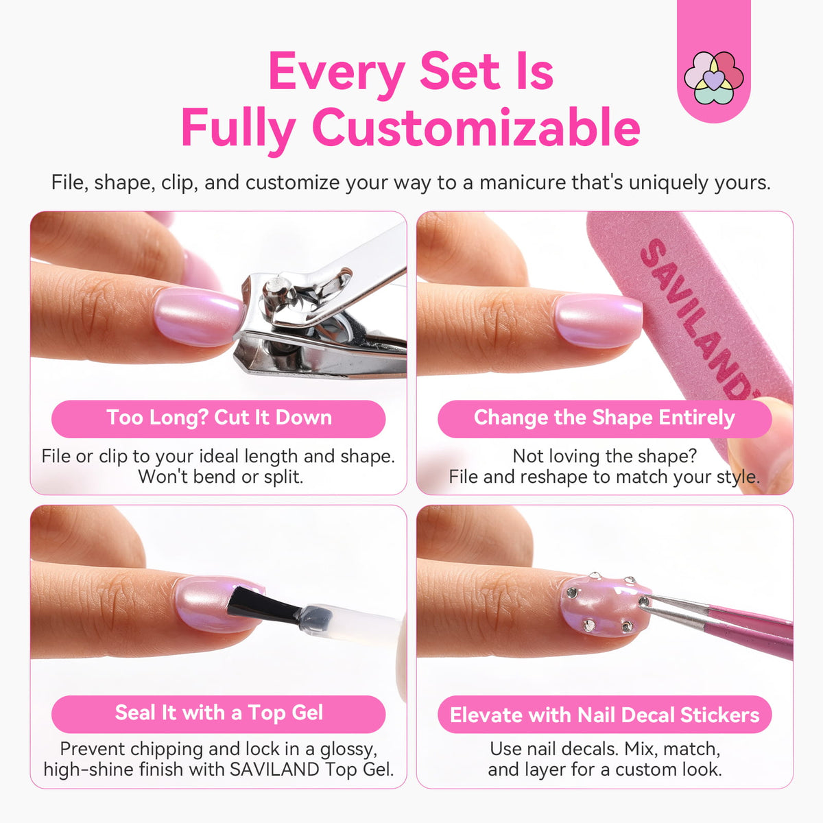 32-Piece Pink Cat Eye Extra Short Almond Press-On Nails  (Ships to US Only)
