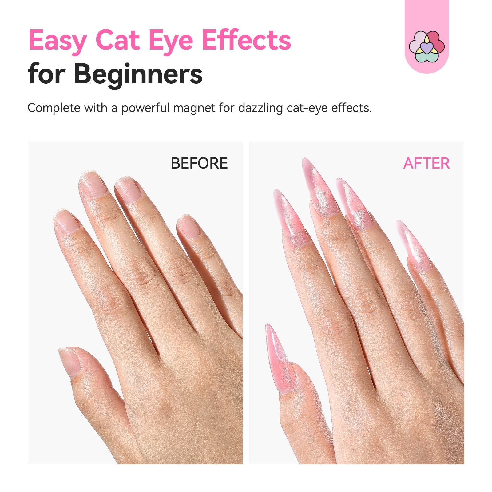 4-Color Cat Eye Poly Gel Nail Kit with UV Lamp &amp; Slip Solution