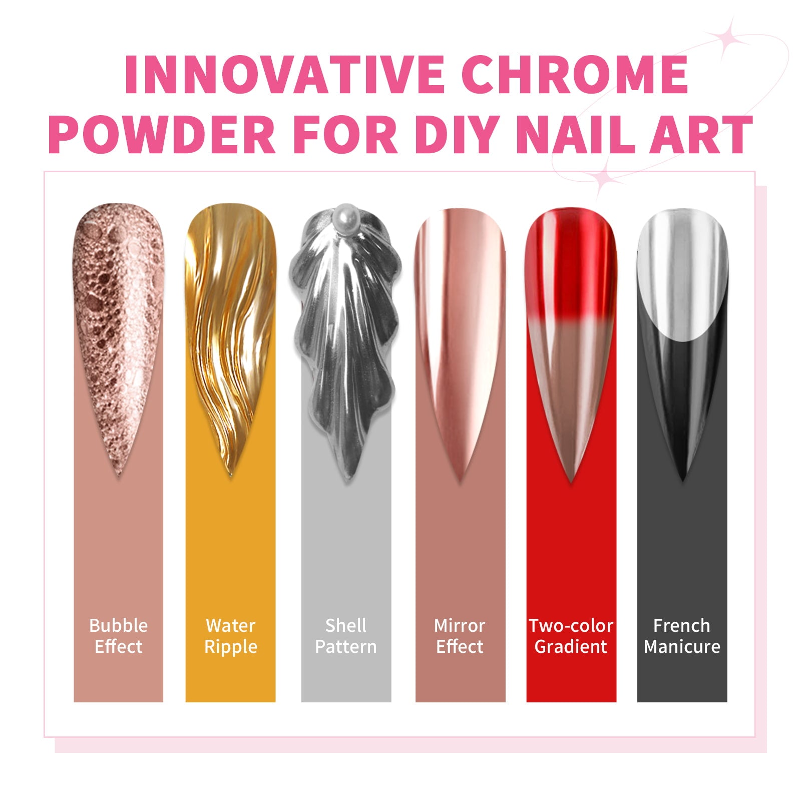 48-Color Chrome Nail Powder Set – Mirror, Aurora &amp; Holographic Effects