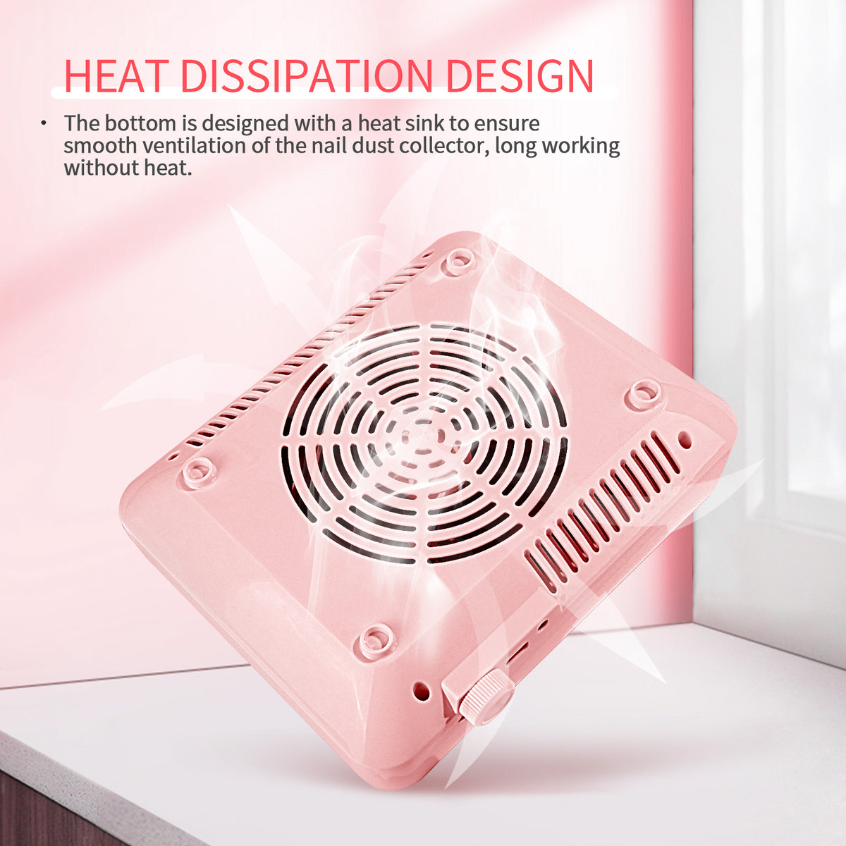 40W Nail Dust Collector with Lamp - Pink