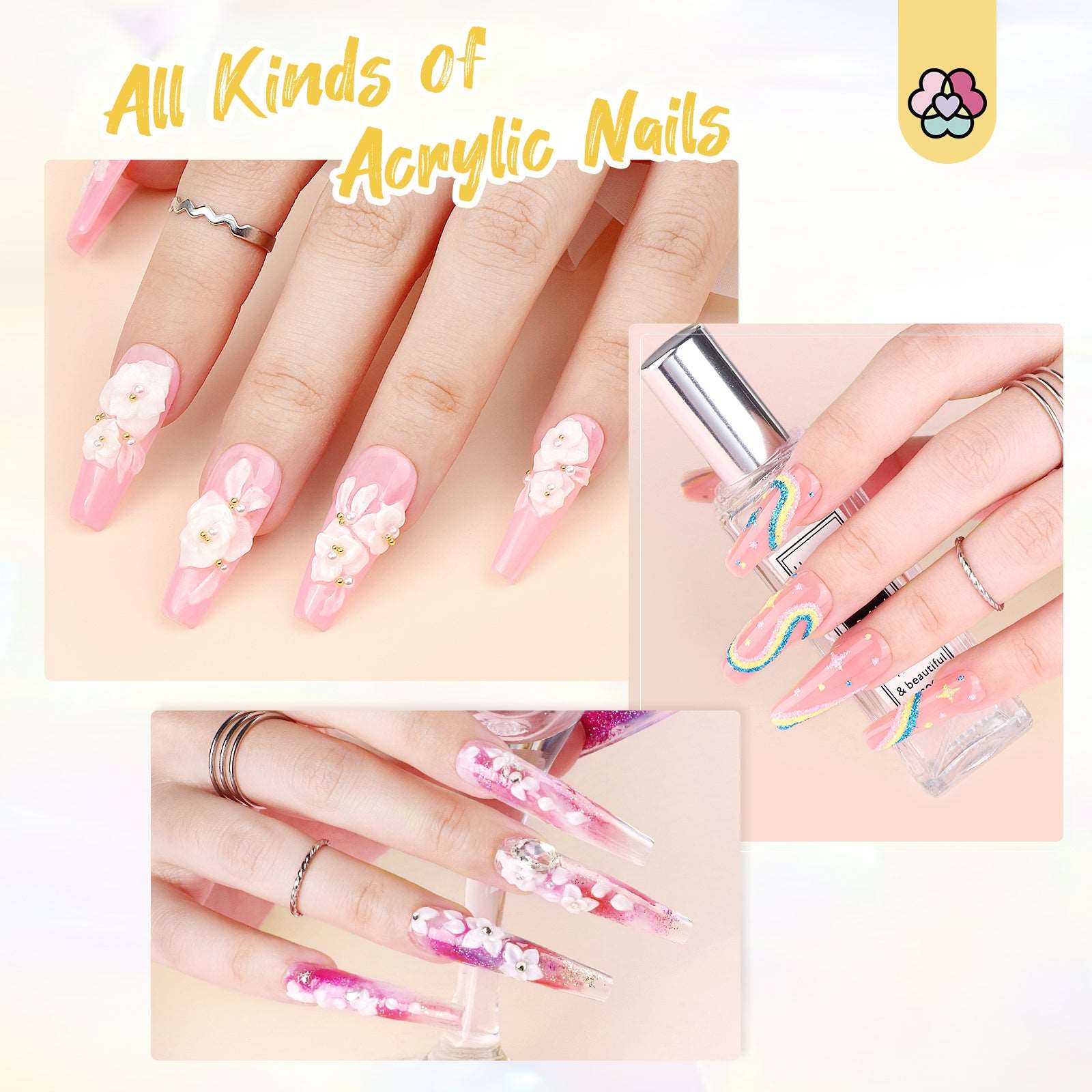 4PCS Acrylic Nail Brush - Acrylic Powder Nail Brush Kit