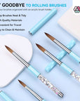 Acrylic Nail Brush Set-4PCS Serenity Blue Liquid Sand Crystal Handle 3A+ Superior Level Nail Brushes