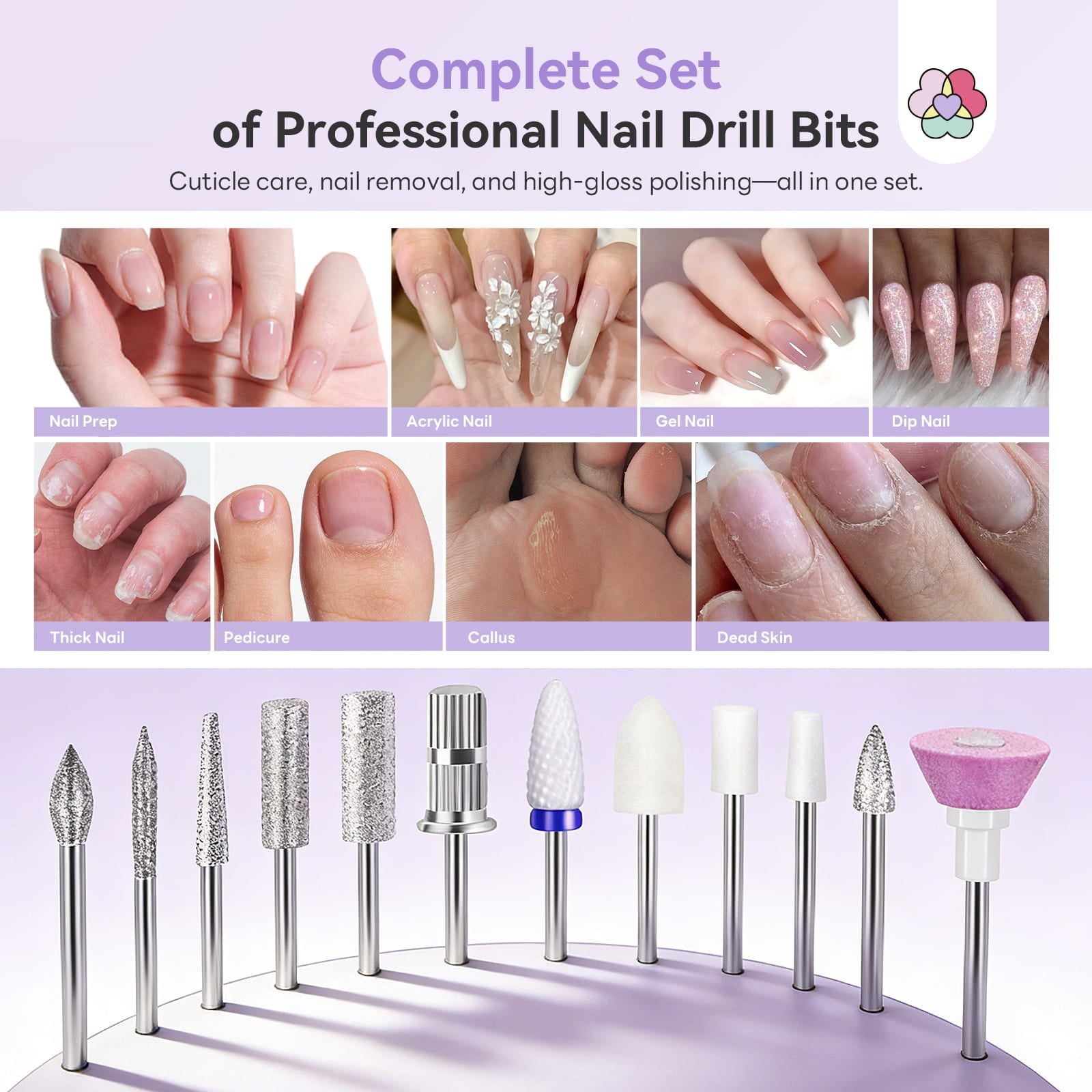 40000RPM Electric Nail Drill for Acrylic Nails, Low Noise Purple (Ships to US Only)