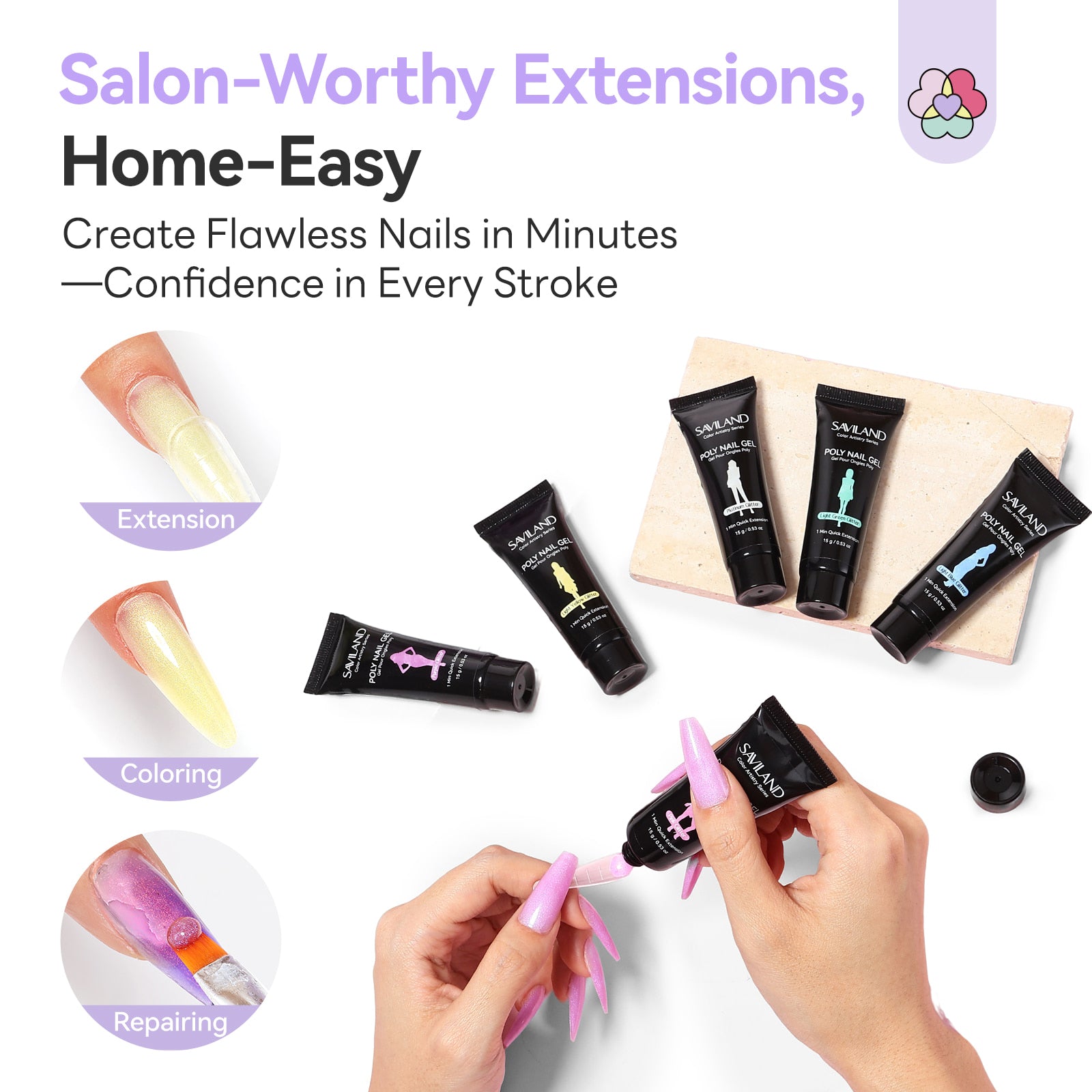6-Color Pastel Shimmer Poly Gel Kit (Ships to US Only)