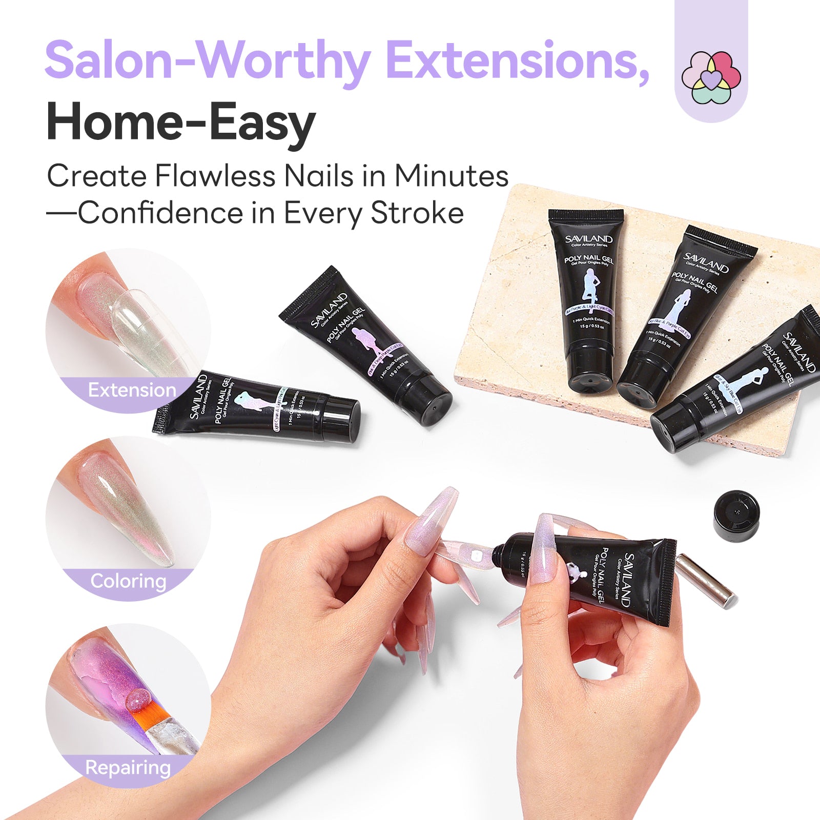 6-Color Cat Eye Poly Gel Kit with Castor Oil (Ships to US Only)