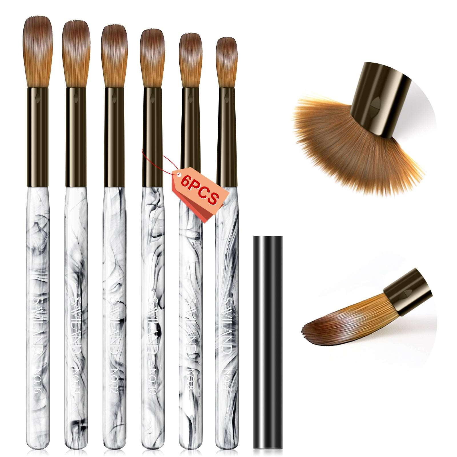 Acrylic Nail Brush Set- 6PCS Size 4/8/10/12/14/16