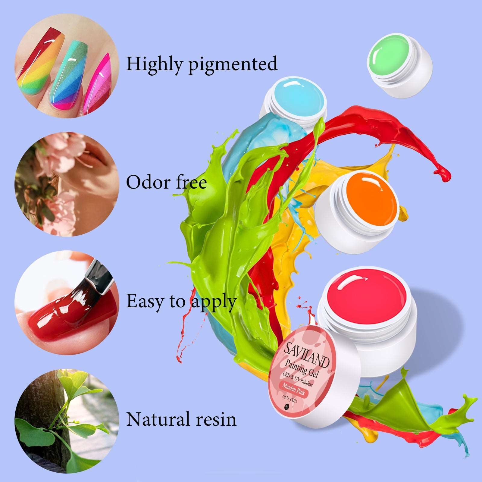 48 Colors Gel Paint Nail Kit - Gel Nail Polish Kit with 15pcs Nail Brush