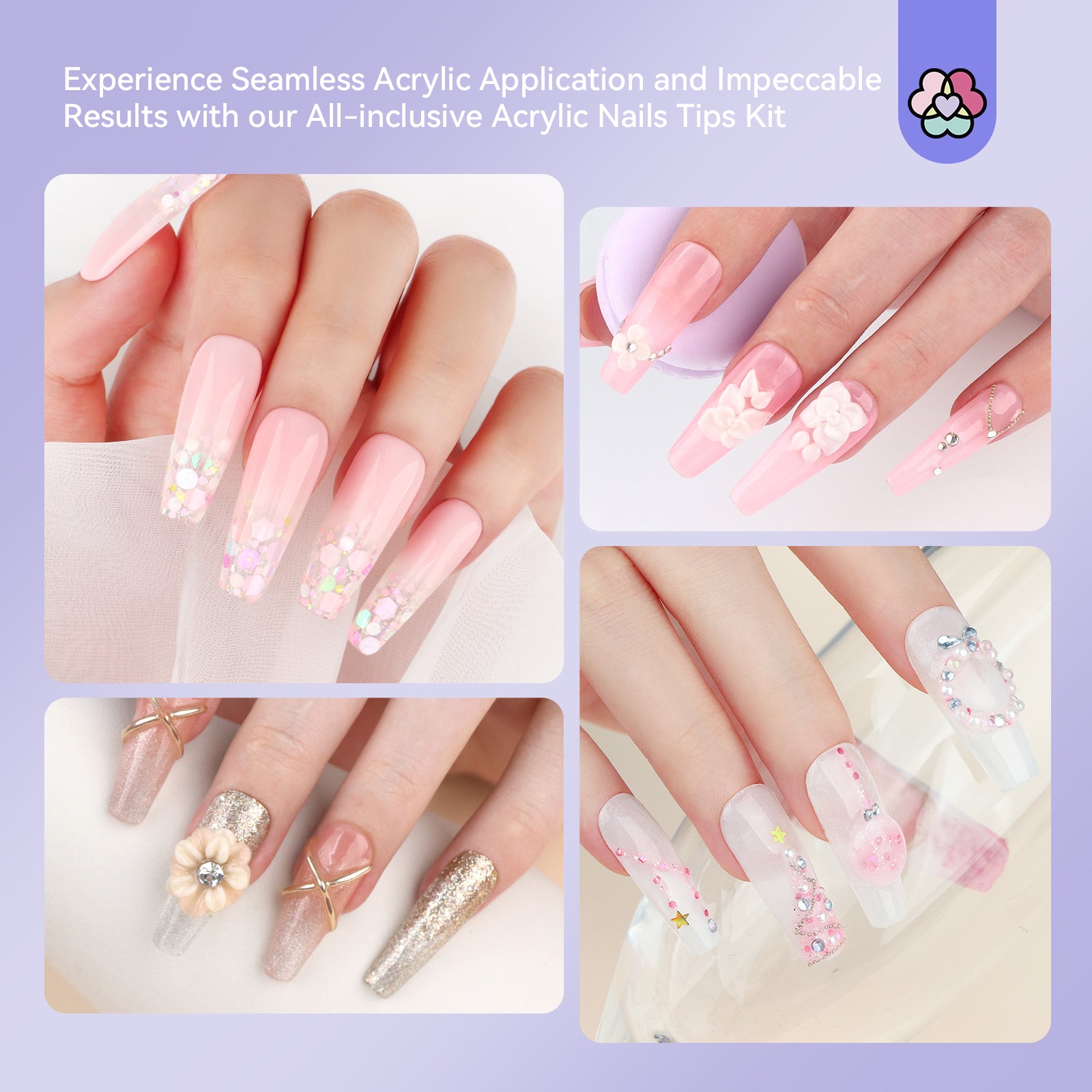 French Nail Tips &amp; Brush Kit for Easy Acrylic Extensions (Ships to US Only)