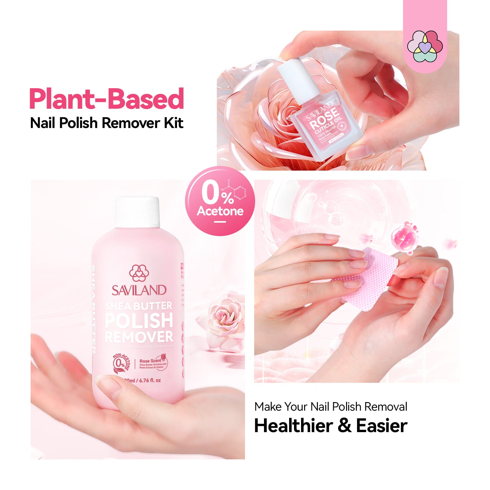 Gentle Plant-Based Nail Polish Remover Kit No Acetone Needed