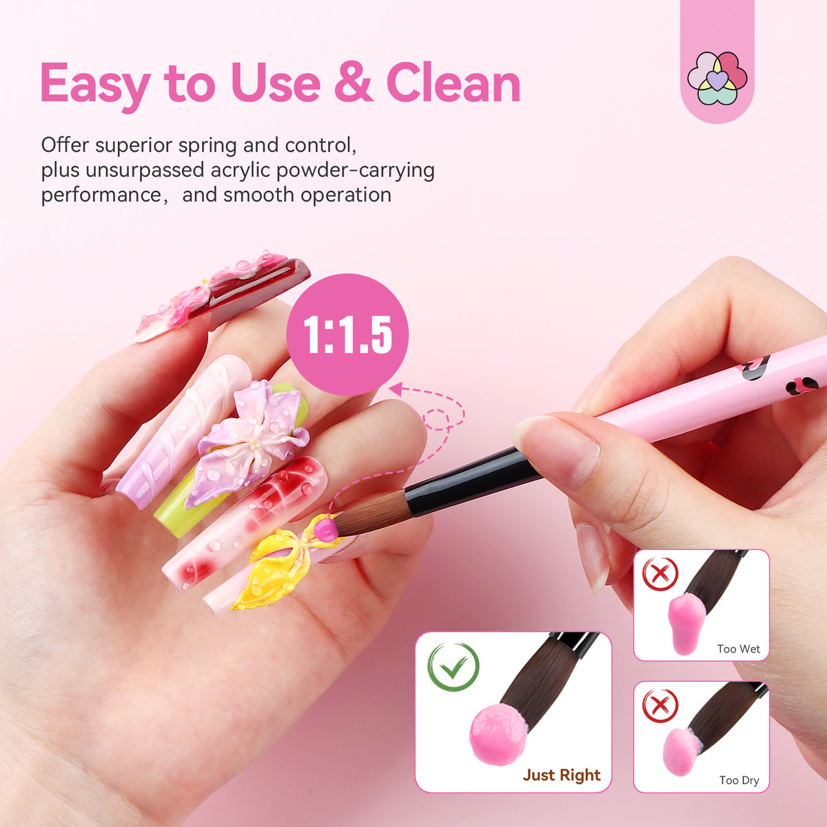 Acrylic Nail Brush Set with Sizes 8, 10 &amp; 14 (Ships to US Only)