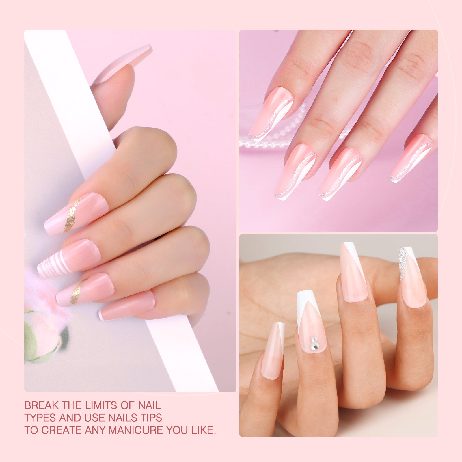 Gel Nail Extension Kit with Lamp &amp; Coffin Nail Tips (Ships to US Only)