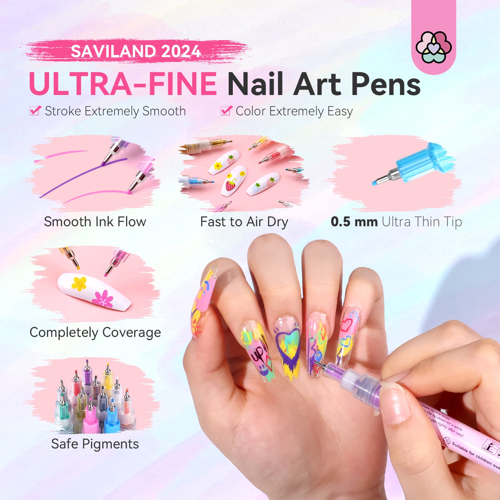 12 Colors 3D Nail Art Pens for Creative Nail Designs (Ships to US Only)