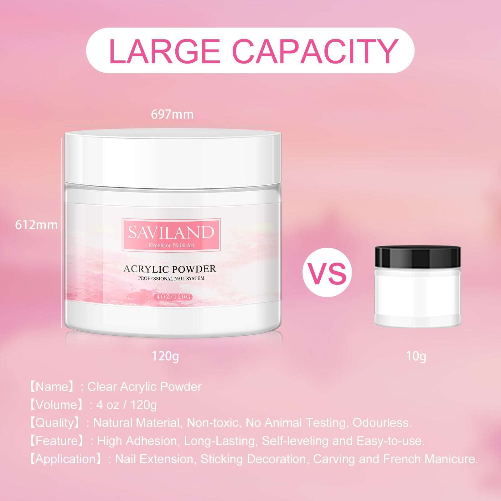 [US ONLY]1pcs 120g Crystal Clear Acrylic Powder