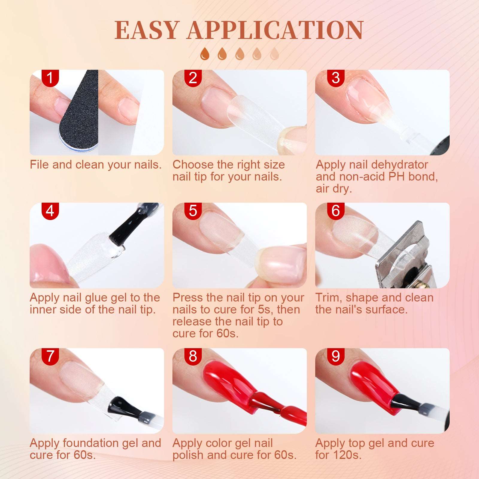 Gel Nail Glue with Nail Dehydrator and Non-acid PH Bond Nail Tools Gel Nail Kit