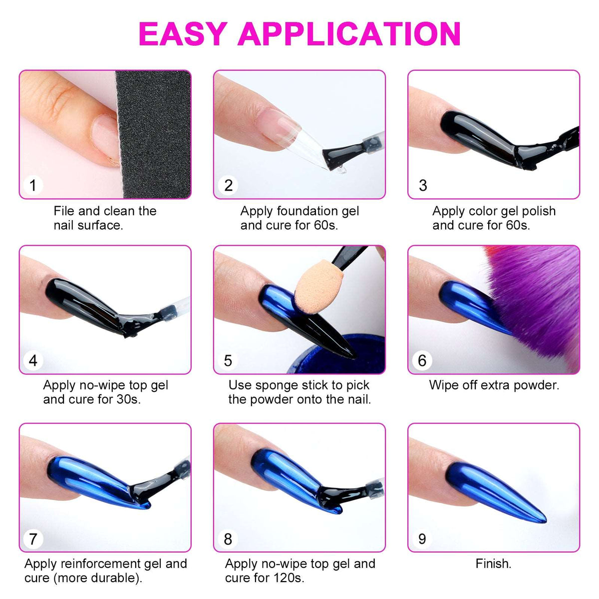 36Pcs Mirror Chrome Nail Powder Set