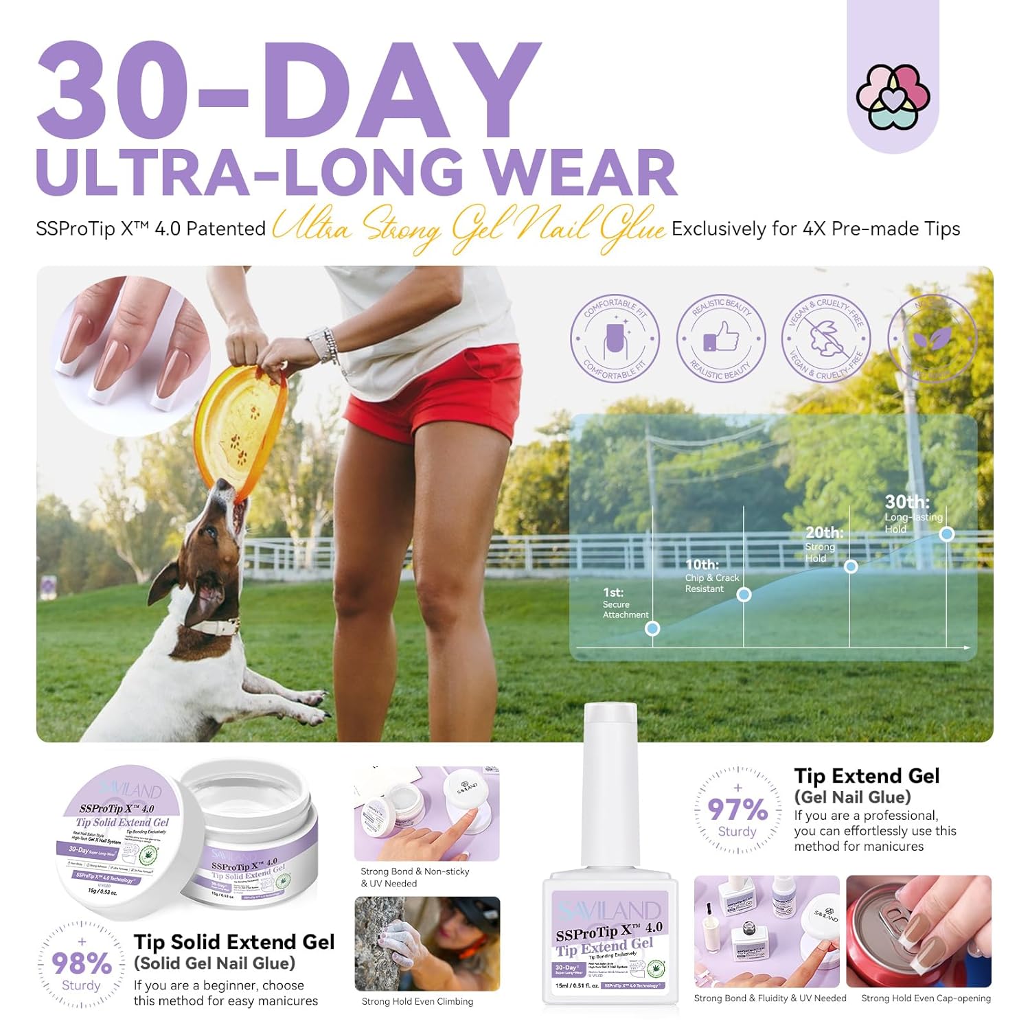 Long Square French Tip Press-On Nail Kit