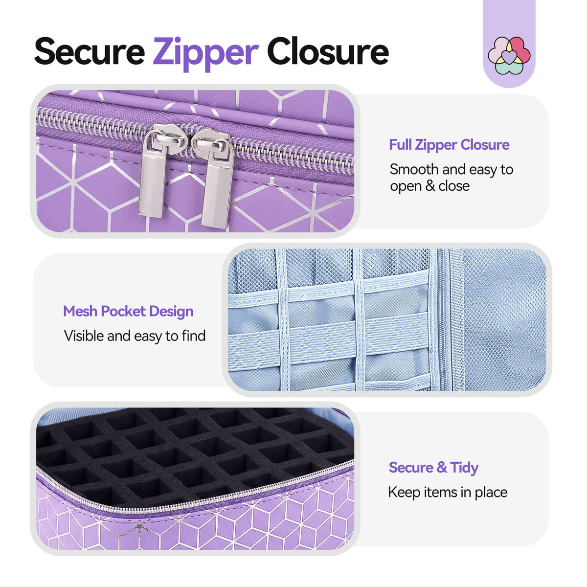 PU Leather Nail Polish Organizer Bag - Purple