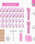 32-Piece Pink Cat Eye Extra Short Almond Press-On Nails  (Ships to US Only)