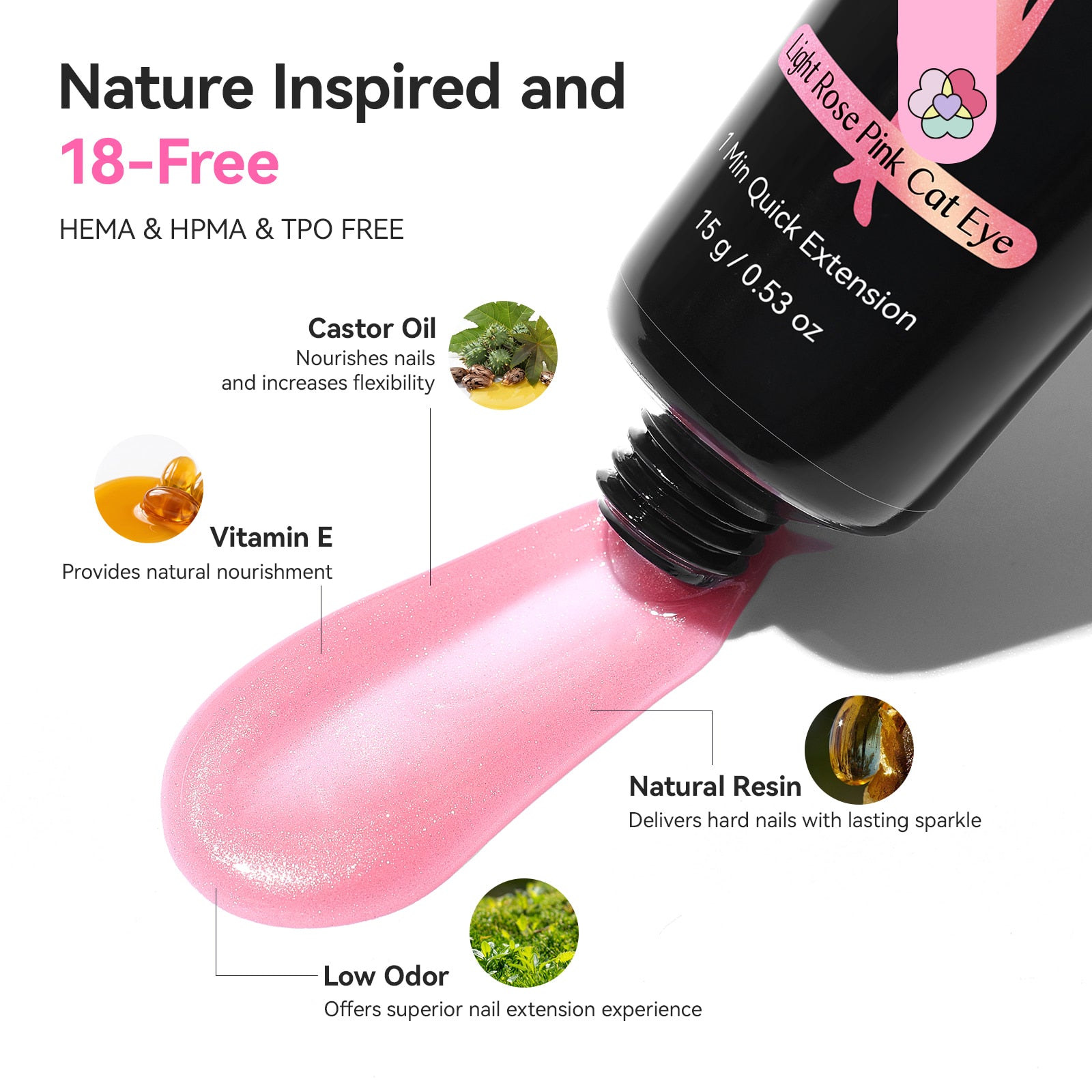 4-Color Cat Eye Poly Gel Nail Kit with UV Lamp &amp; Slip Solution