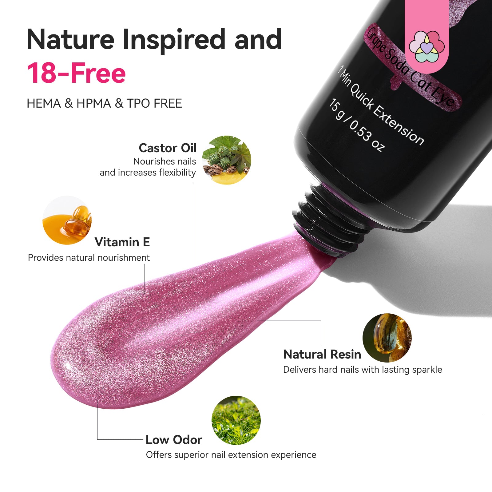 4-Color Purple HEMA-Free Poly Gel Nail Set for Creative Nail Art