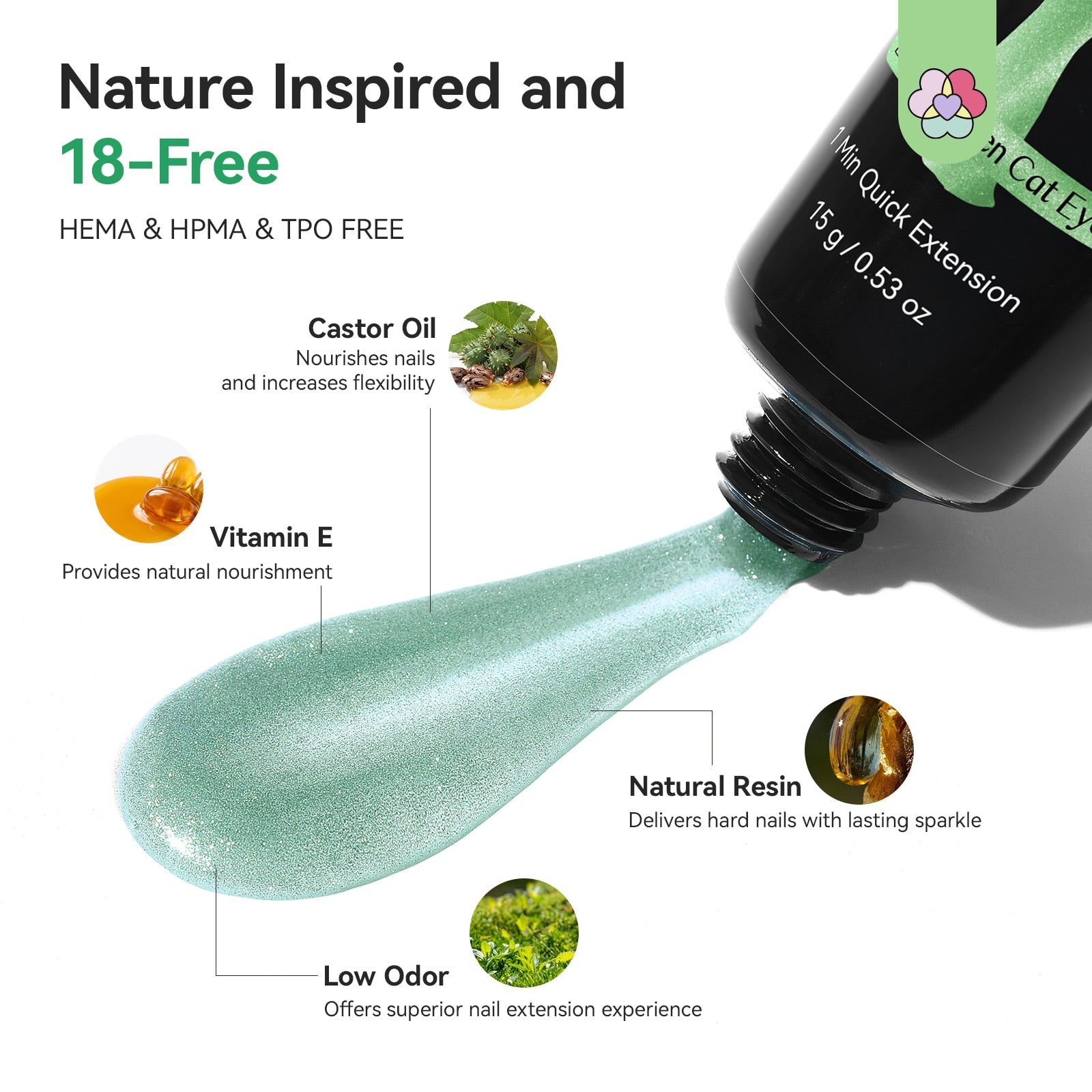 4-Color HEMA-Free Cat Eye Poly Gel Extension Kit