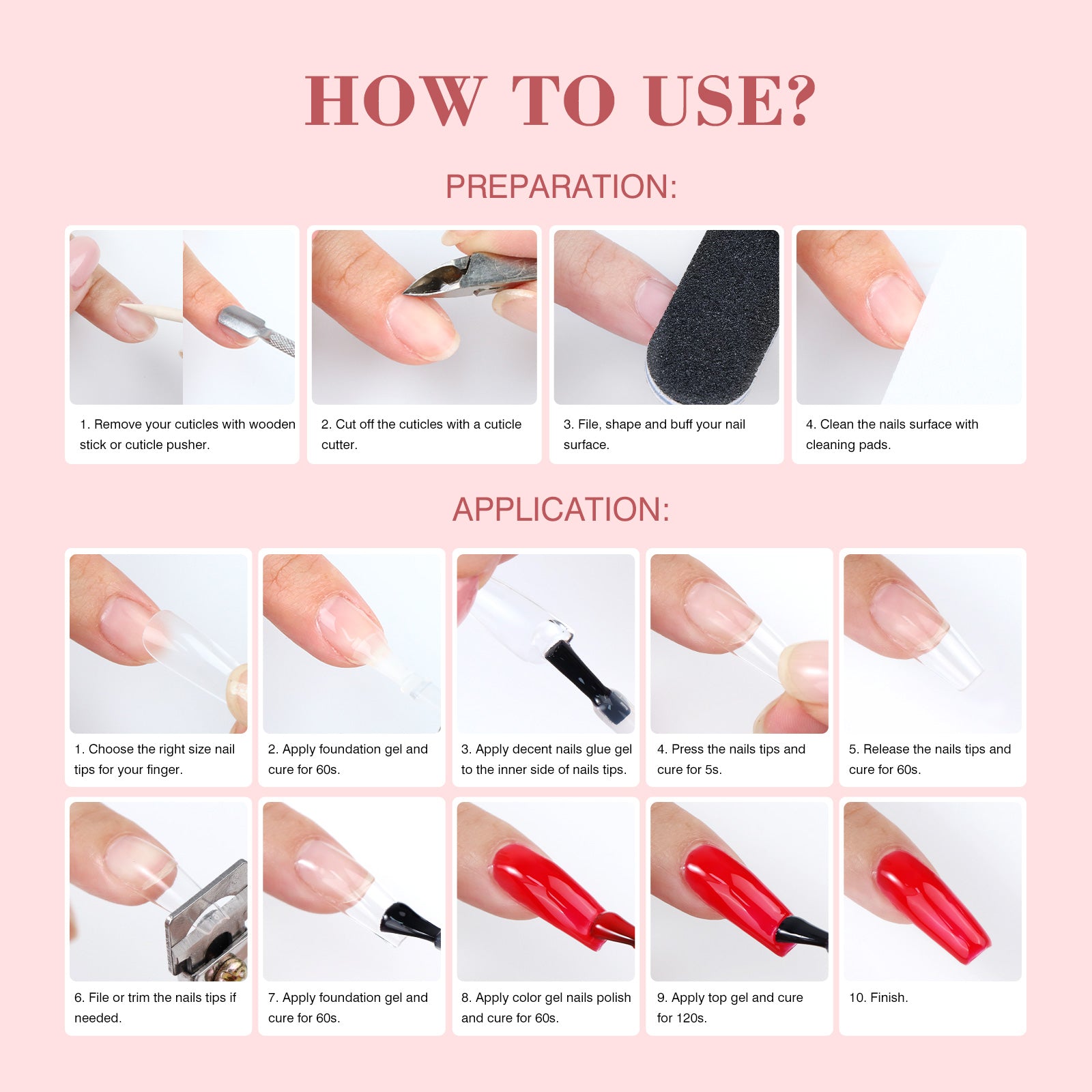 Gel Nail Extension Kit with Lamp &amp; Coffin Nail Tips (Ships to US Only)