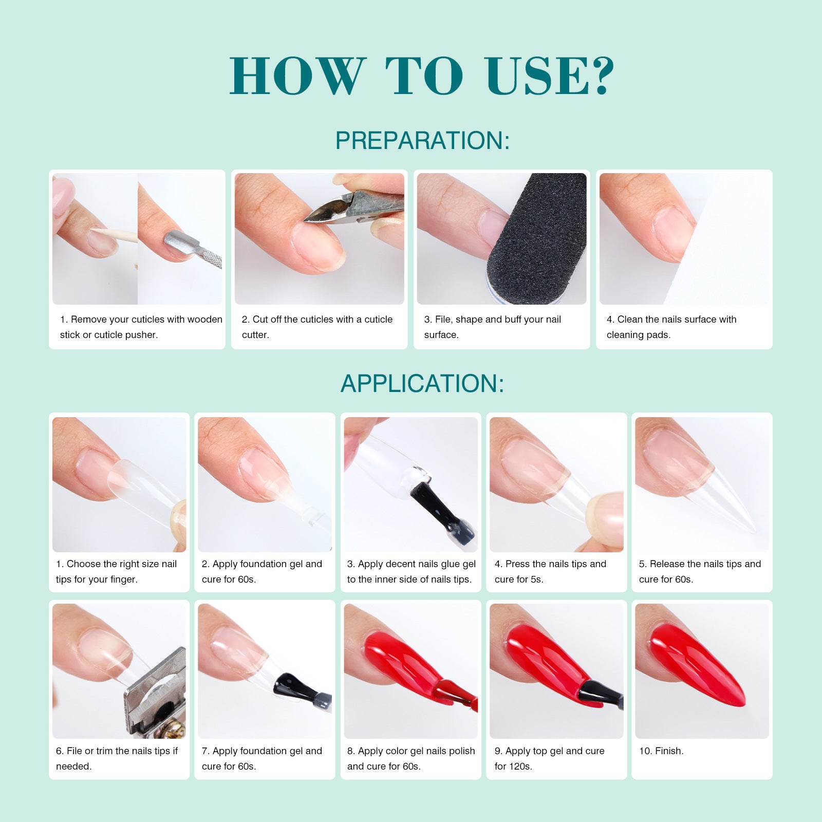 Gel Nail Kit with Lamp &amp; 500 Stiletto Nail Tips (Ships to US Only)