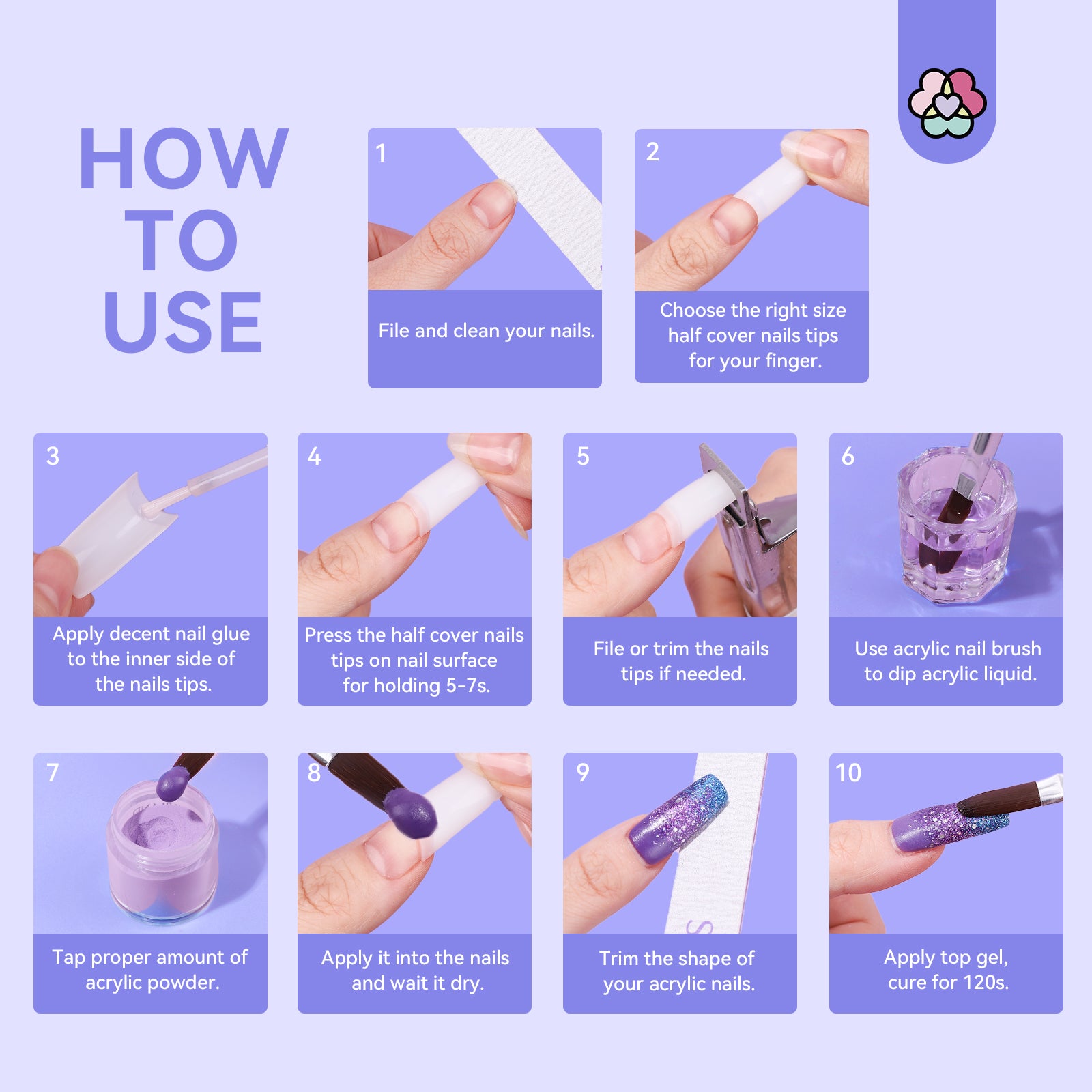 French Nail Tips &amp; Brush Kit for Easy Acrylic Extensions (Ships to US Only)