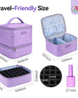 PU Leather Nail Polish Organizer Bag - Purple