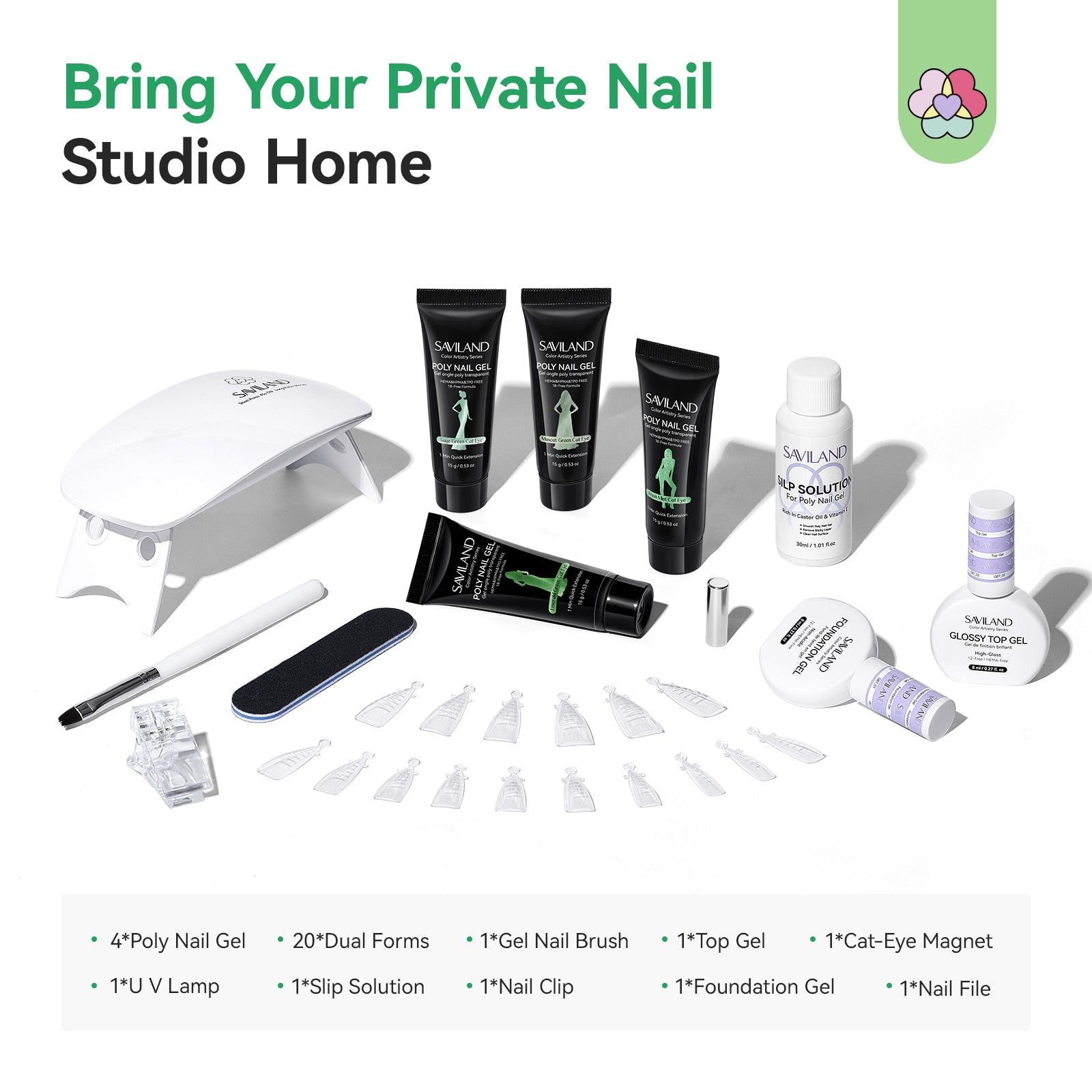 4-Color HEMA-Free Cat Eye Poly Gel Extension Kit