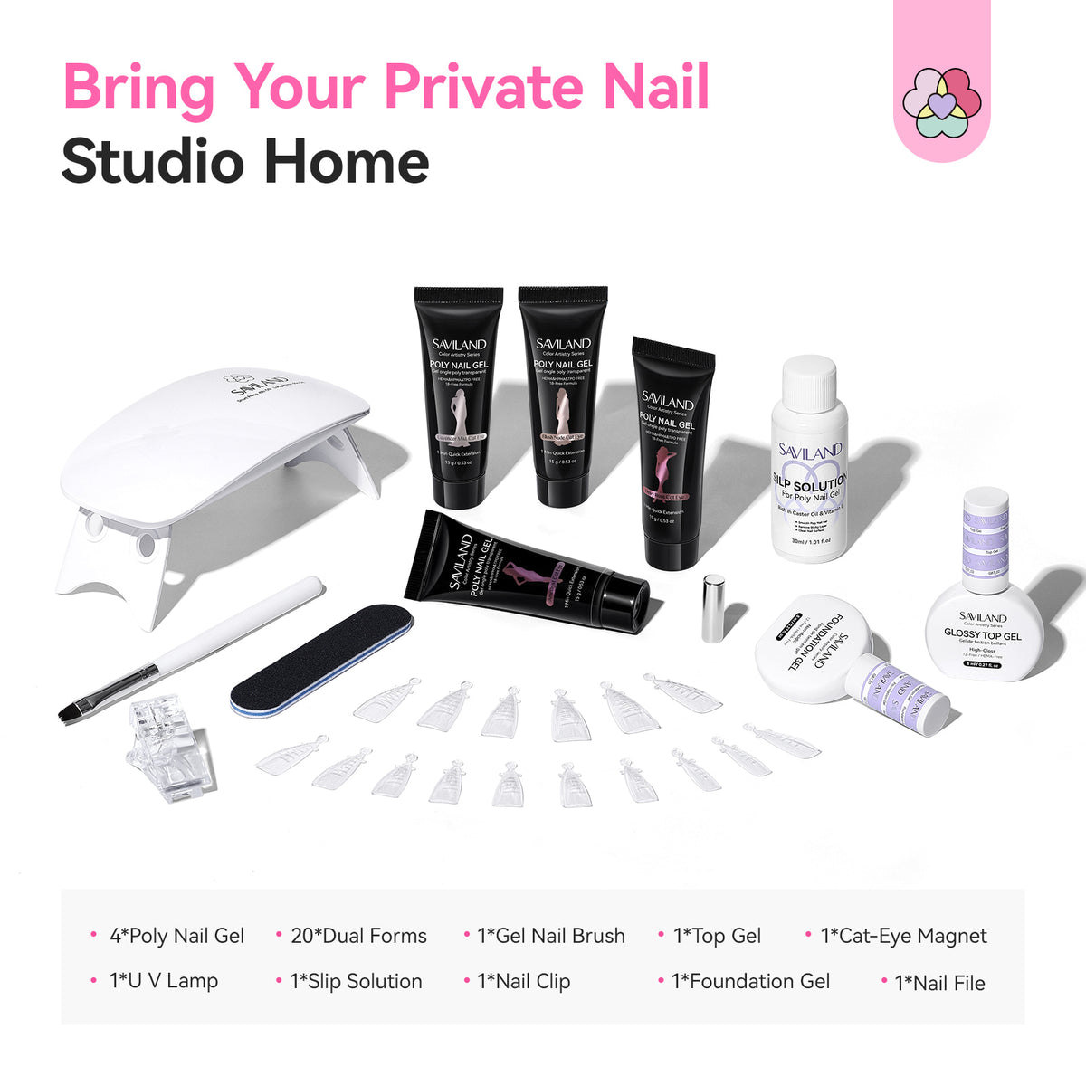 4-Color Pink Cat Eye Poly Gel Extension Kit (Ships to US Only)