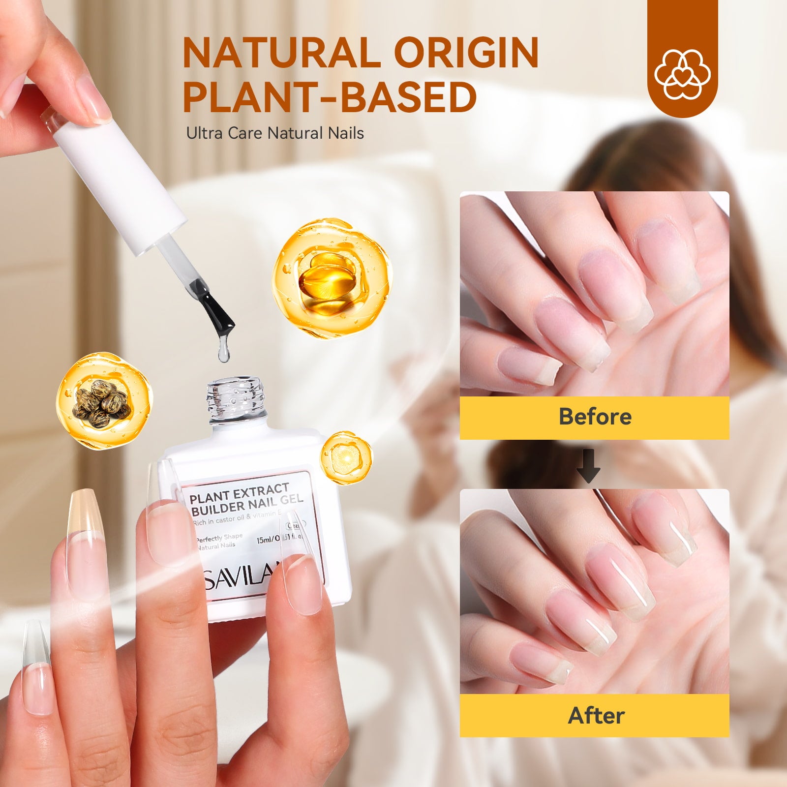 Clear Builder Gel in a Bottle with Castor Oil &amp; Vitamin E – 15ml