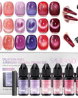 6 Velvet Cat Eye Airbrush Gels for Magnetic Nail Art