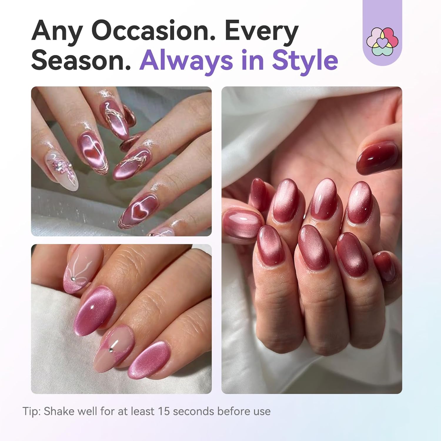 6 Velvet Cat Eye Airbrush Gels for Magnetic Nail Art