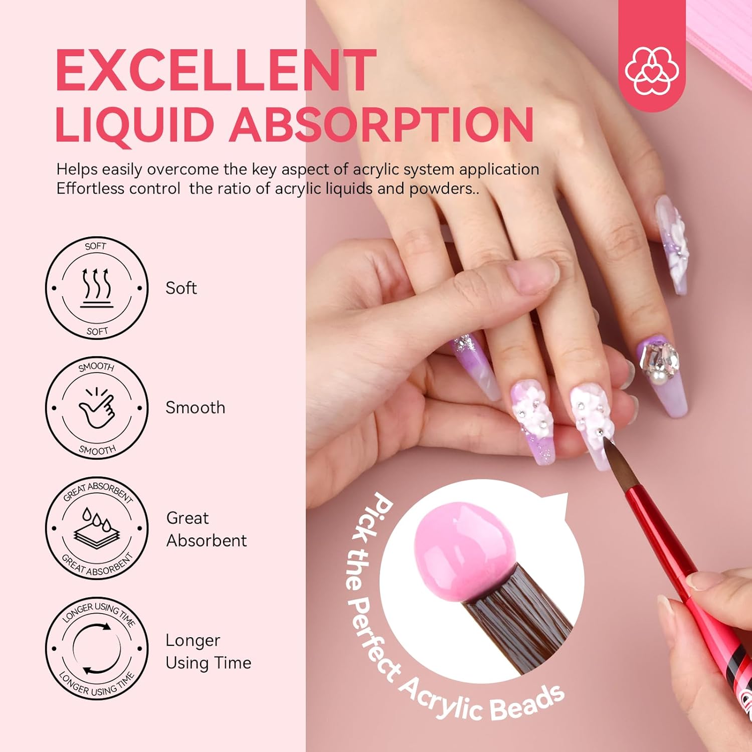 excellent liquid absorption- kolinsky nail brush set