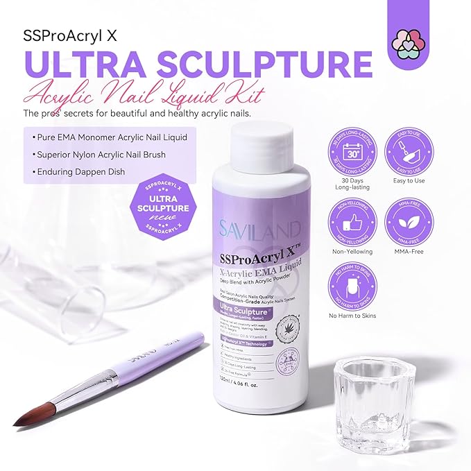 Saviland Acrylic Liquid Kit for nail professionals and nail beginners
