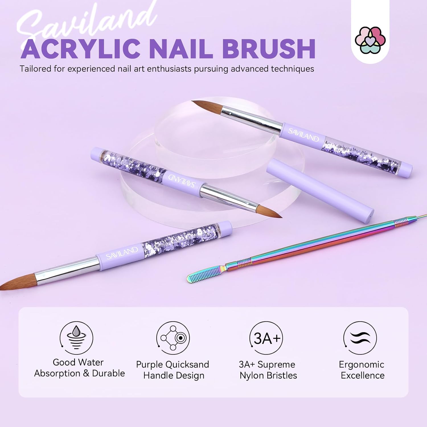 Saviland Acrylic Nail Brush Set for Nail Art DIY