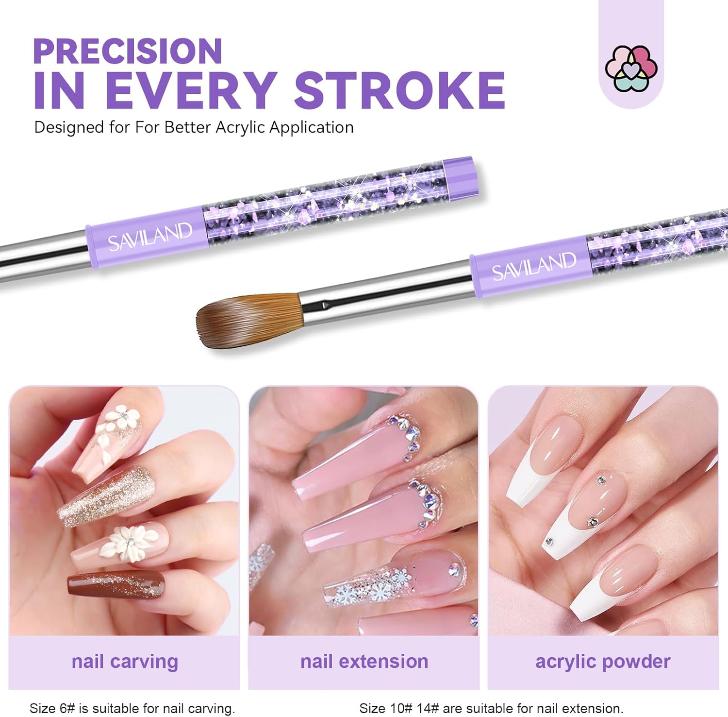 Saviland Acrylic Nail Brush Set for Nail Art DIY