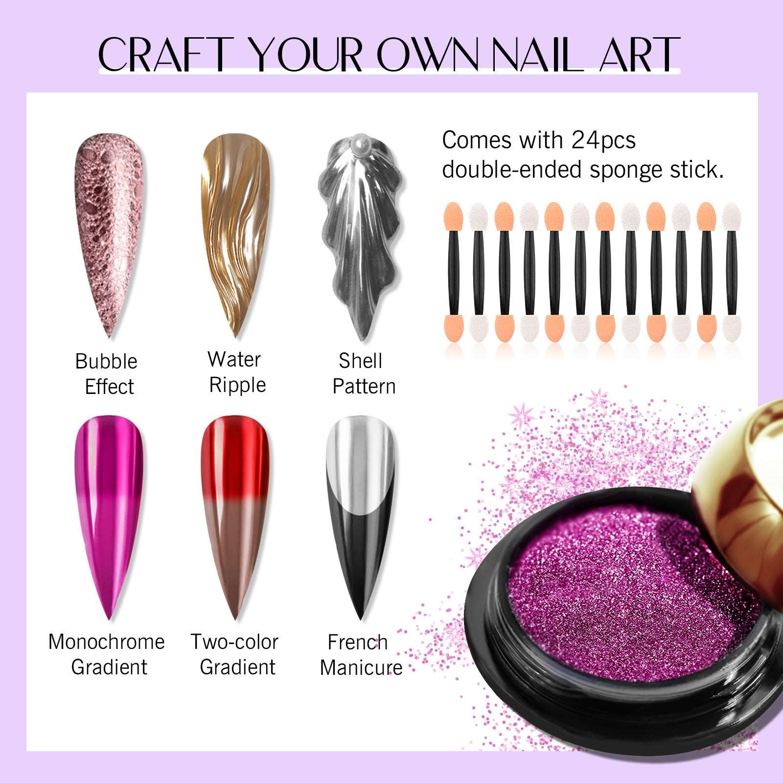 use Saviland Chrome Nail Powder Set for nail art