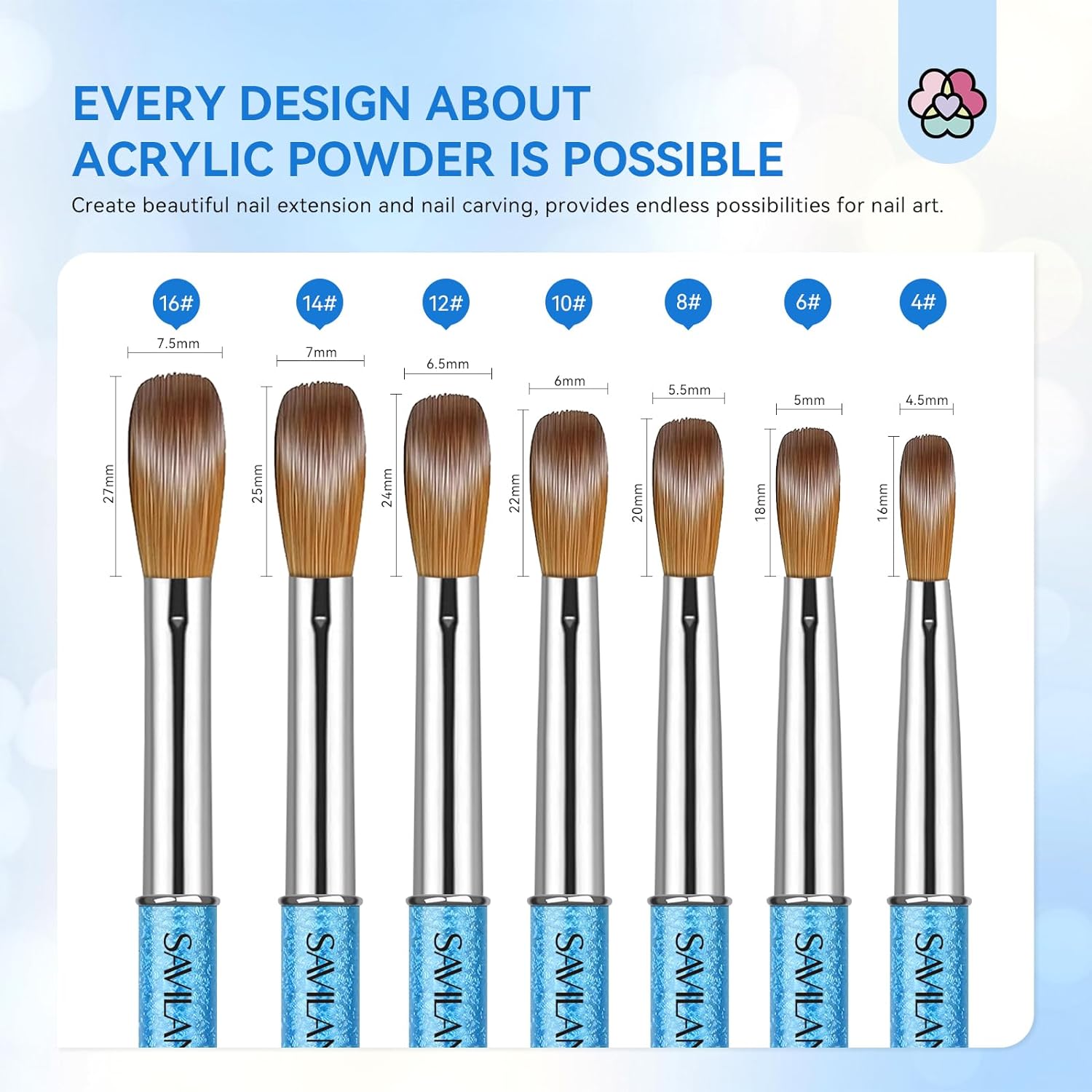 7PCS Acrylic Nail Brush Set for Nail Professionals