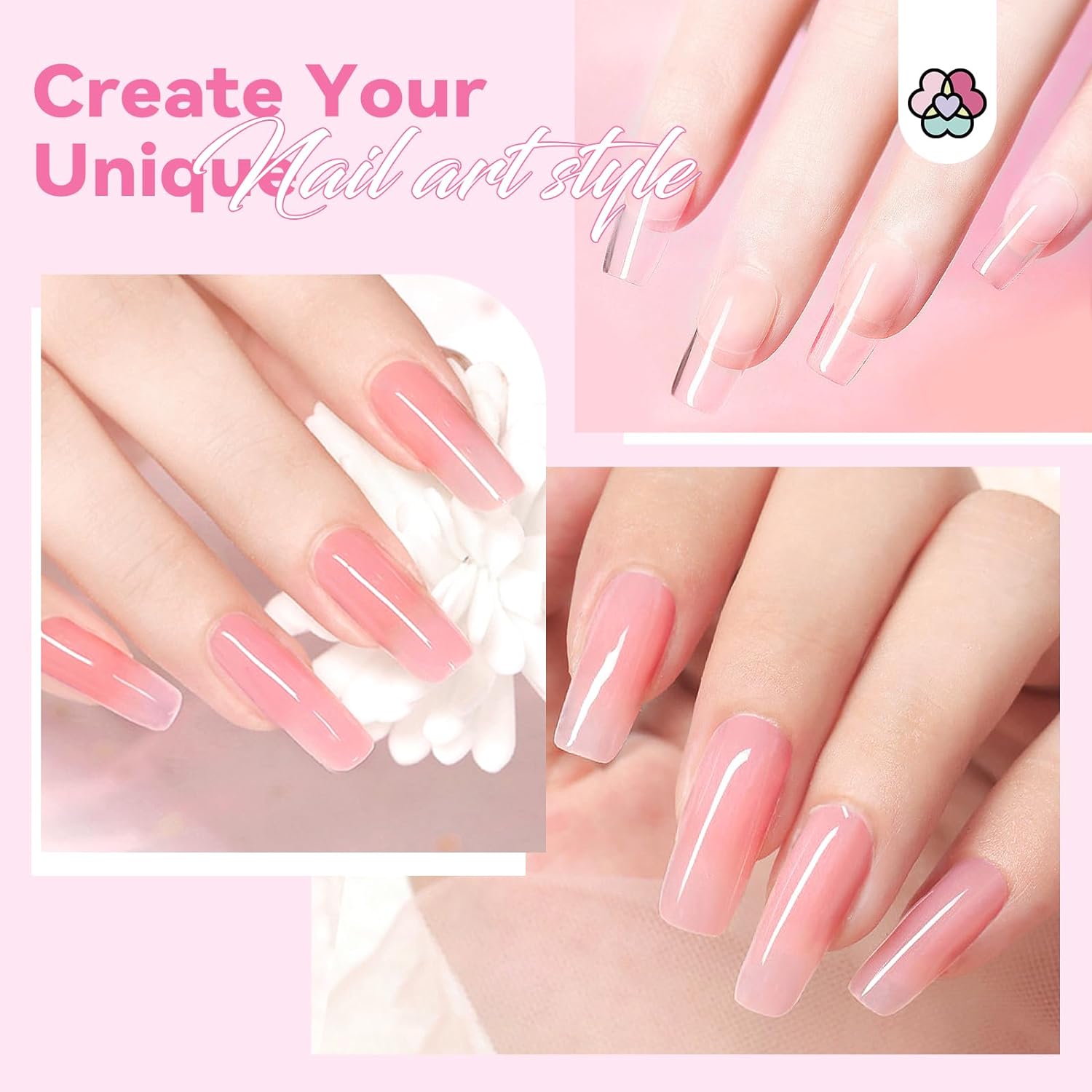 Poly Gel Nail Kit with Clear &amp; Nude Extension Gels