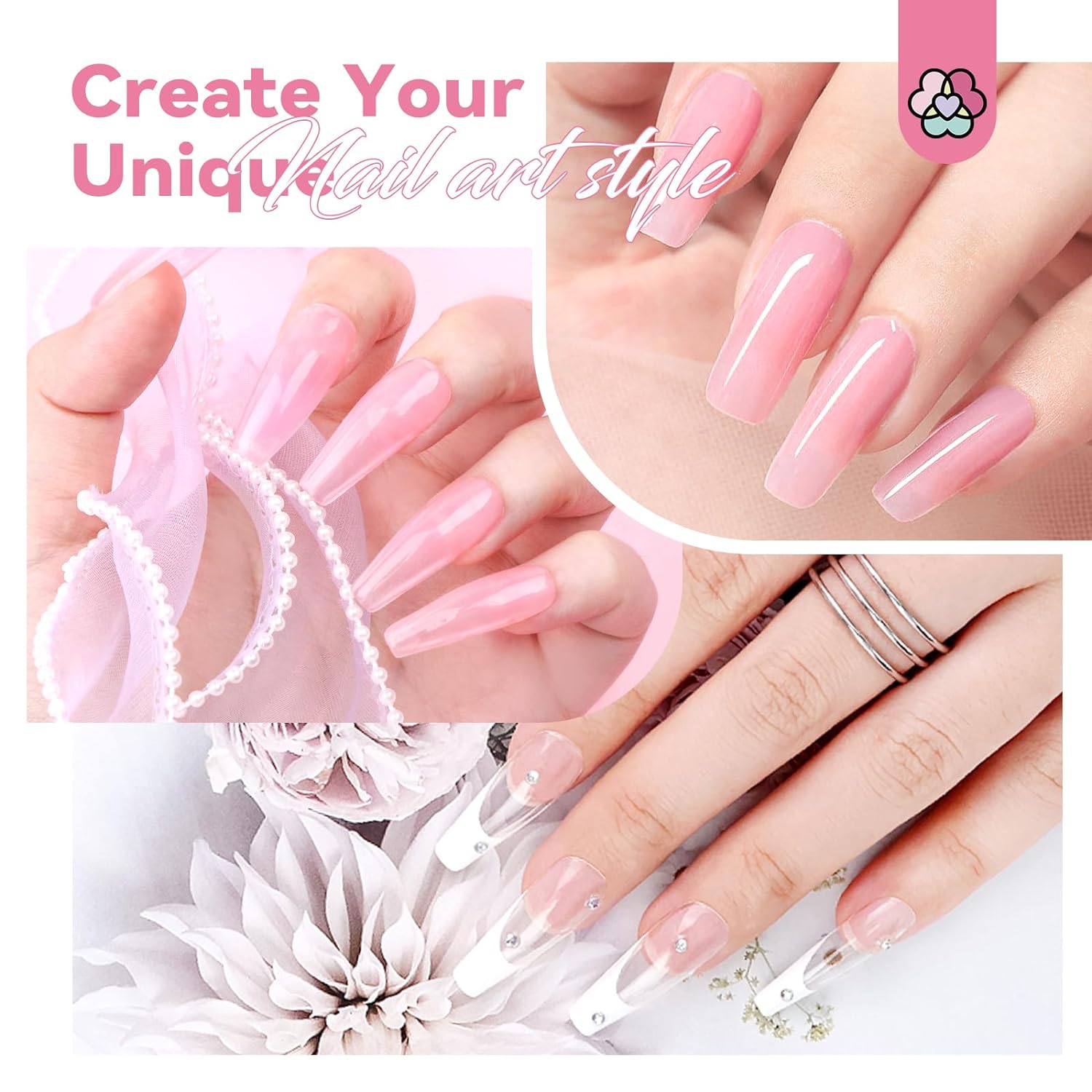 Poly Gel Nail Kit with Nail Lamp &amp; Slip Solution