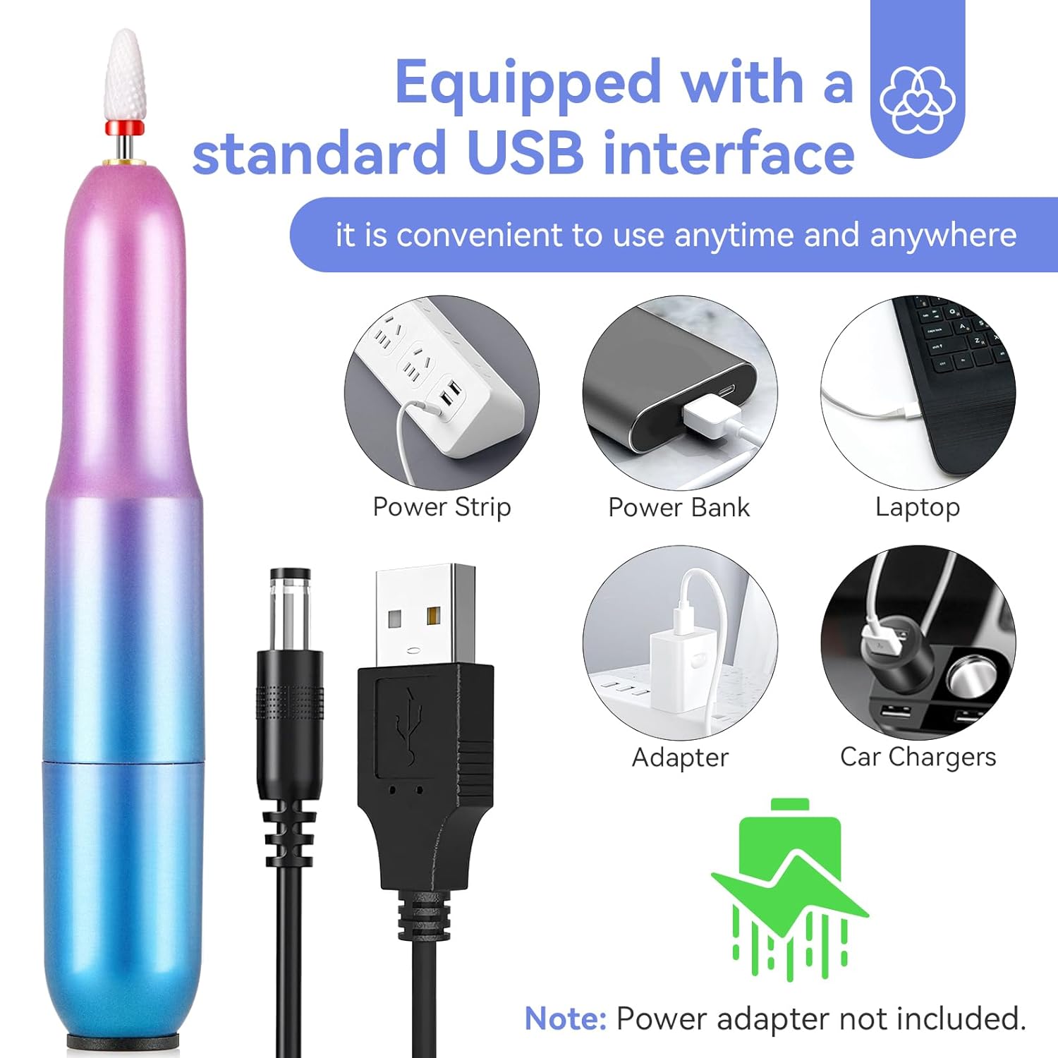 Portable 20000RPM Nail Drill for Acrylic Gel &amp; Dip Nails (Ships to US Only)
