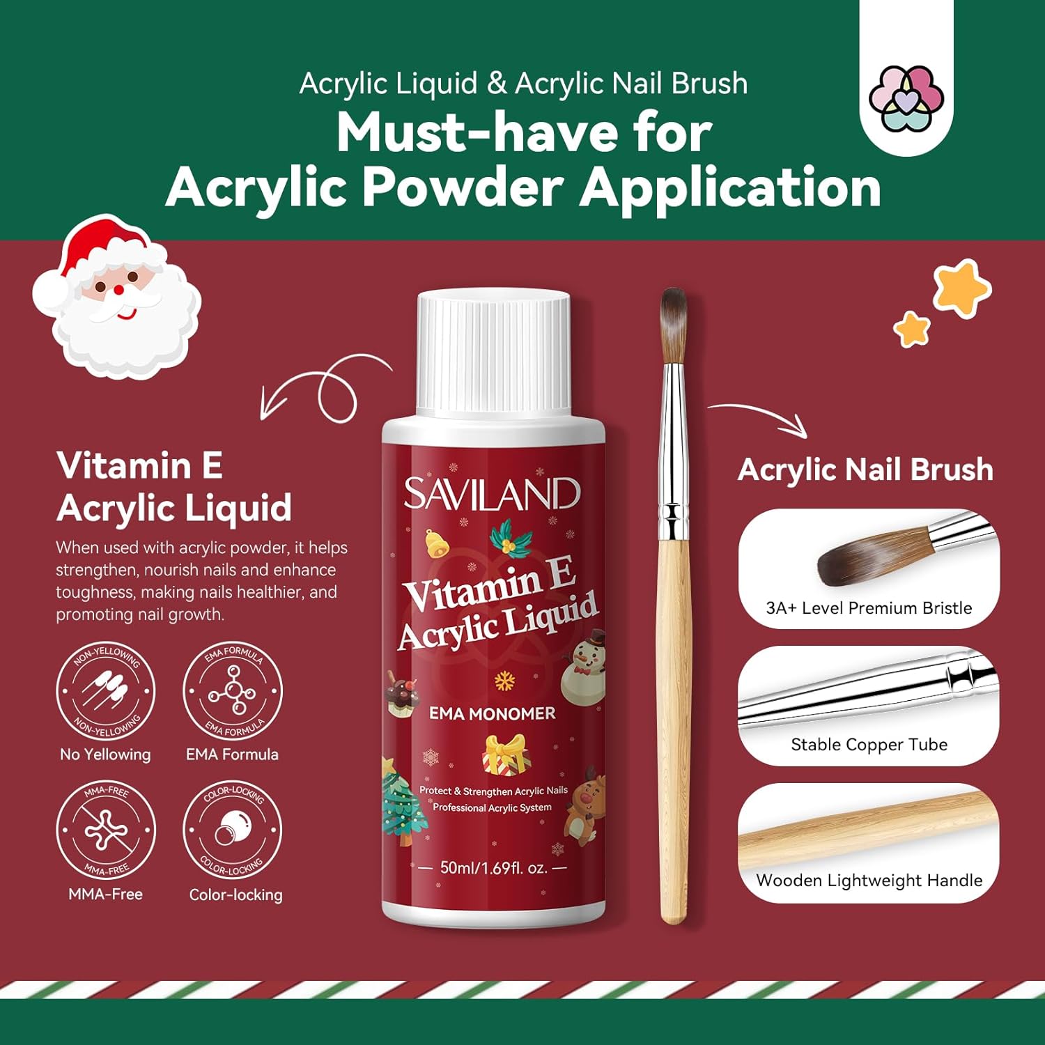 4 Colors Festive Acrylic Nail Kit for Holiday Nail Designs