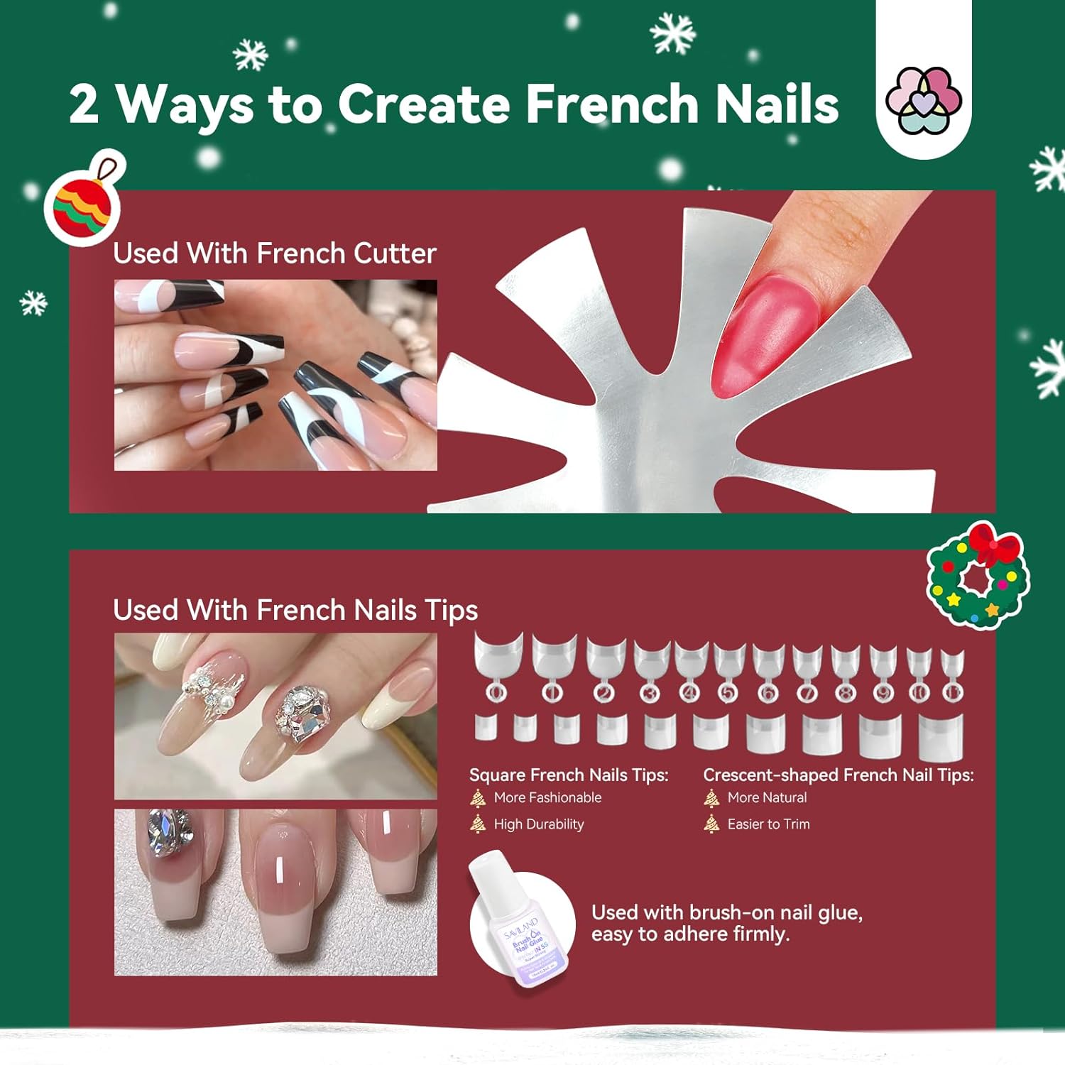 4 Colors Festive Acrylic Nail Kit for Holiday Nail Designs