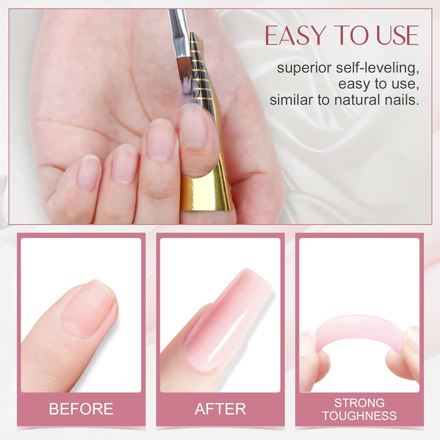 Light Pink Builder Gel for Strong Nail Extensions &amp; Repair